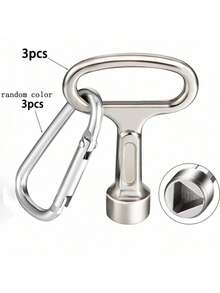 6/2PCS Kunci Serbaguna Segitiga Paduan Seng dengan Carabiner, Alat Pembuka Darurat Tahan Korosi untuk Meter Listrik, Gas, Pipa Air, Kabinet, dan Katup - A - View 11