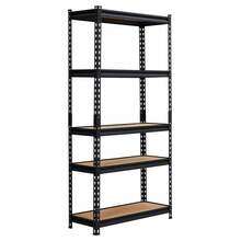 Heavy Duty 5-Tier Metal Shelving Unit – Adjustable Standing Storage Rack – 2500 Lbs Capacity – Utility Shelves For Garage, Pantry, Warehouse, Kitchen, Laundry - 黑色 - 查看 8