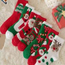5 Pairs Plush & Fun Christmas Socks, Warm & Elastic For Winter, Novelty Colorful Tube Socks, Unisex - Multicolor - View 5