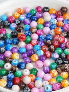 50pcs/100pcs Manik-Manik Akrilik Retak 8mm untuk Pembuatan Perhiasan, DIY Gelang Manik-Manik, Anting, Kalung, Gantungan Kunci - MultiWarna - View 1