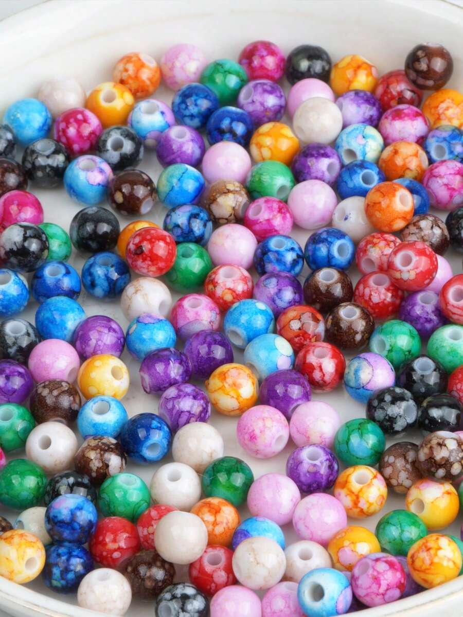 50pcs/100pcs Manik-Manik Akrilik Retak 8mm untuk Pembuatan Perhiasan, DIY Gelang Manik-Manik, Anting, Kalung, Gantungan Kunci - MultiWarna - View 1