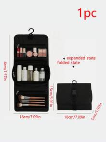 1pc Foldable Toiletry Bag, Partitioned Makeup Bag, Hanging Storage Bag, Portable Luggage Compartment, Visible Mesh Hanging Bag,Makeup Organizer,Room Decor - Multicolor - View 14