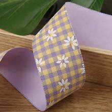 Two-Tone Plaid Printed Ribbon DIY Bow Hair Accessory Clothing Straw Hat Shoe Flower Gift Box Floral Packaging Daisy Woven Tape - Multicolor - View 16