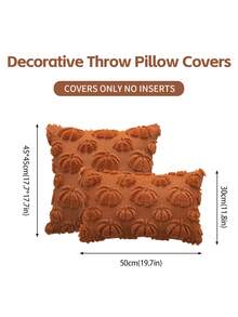 Homemorelove 1/2pcs Autumn Home Decor Throw Pillow Covers, 3D Large & Small Pumpkin Pattern Embroidered Plush Pillowcases, Polyester, Invisible Zipper, No Pillow Insert, Suitable For Living Room, Bedroom, Sofa, Thanksgiving, Halloween Atmosphere Decoration - orange - View 3