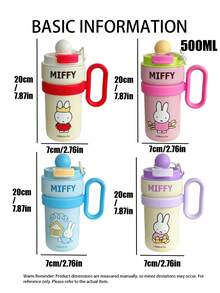 Official Authorized Miffy Cute Style Stainless Steel Insulated Mug With Handle, New Portable Iced Drink Cup, Leak-Proof Thermal Water Cup, Unisex, Outdoor & Daily Use, Cartoon Rabbit Print, 2026 Hot-Selling Ins Limited Edition Practical Style - Multicolor - View 3