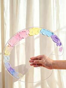 2pcs Transparent Oval Acrylic Painting Palette, Suitable For Oil Painting And Watercolor, Back To School, School Supplies - Default - View 12