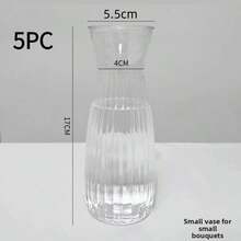 1/2/5/8/10 Peças Vasos Transparentes Listrados de Plástico, Artesanato de Arranjo Floral, Adequado para Várias Decorações de Buquê, Decoração de Feriados e Casa, Ideal para Decoração de Mesa, Casamento, Casa, Jantar de Natal - transparente - Visão 7