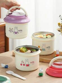 官方授權 MIFFY 可愛風圓形雙層不鏽鋼便當鍋,可攜式保溫食物容器,附手把與餐具,2026熱銷 Tk Ins 限定版實用禮品與廚房餐具 - 彩色 - 查看 8