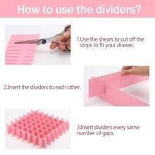 Adjustable Drawer Organizer Dividers, Pink Cuttable Drawer Separators, Customizable Plastic Divider Strips, Adjustable Drawer Storage System, Suitable For Bedroom, Living Room, Kitchen, Study, Bathroom, Vanity And More - Pink - View 4