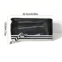 Mesh Large Zipper Pencil Case, Minimalist Pencil Pouch, Storage Pencil And Makeup Bag - Black Minimalist Style - View 3