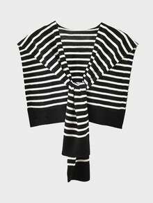 1 Women's Fashion Striped Knit Cardigan, Colorblock Small Shawl, Spring/Summer Sun Protection Multi-Functional Office Air-Conditioned Room Neck & Shoulder Protection Scarf Vest, All-Season Wear - Multicolor - View 6