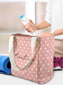 Customized Canvas Yoga Mat Tote Bag, Yoga Mat Storage Bag, Personalized Gym Backpack, Pilates Studio Bag - Coral Pink - View 2