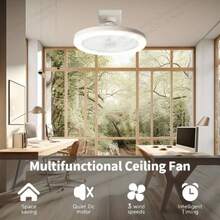 1pc White Light LED Ceiling Fan Light, 36W With Remote Control, Living Room Lighting With Timer Function, Adjustable Fan Speed; Suitable For Small Bedroom Ceiling Light, Home Office, Dorm - Multicolor - View 10