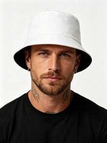 1件經典極簡純色水桶帽，街頭風四季防曬帽，適合男士戶外散步、度假 - 多色 - 查看 15