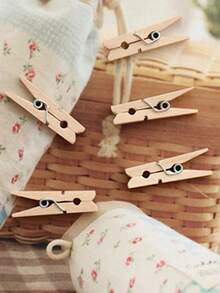 10/30/50/100pcs Mini Wooden Clips, Mini Photo Clips, Natural Wooden Photo Clips, Handmade Decorative Clips, Small Clips, Suitable For Handmade Display, Clothing, Hanging Decorative Photos, Cocktail Party, Wedding Room Decoration - Multiple Styles - View 10