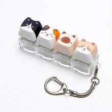 1pc DIY Keyboard Keycap Keychain Accessory, Creative Keycap Pendant Charm, Cute Cat Portable Decorative Key Ring, Suitable For Backpack And Handbag Decoration - Multicolor - View 13