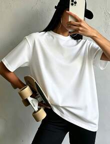 Women's Fashion Loose Short Sleeve T-Shirt | Exquisite Design | Summer Essential | Easy To Match | Show Your Style - White - View 3