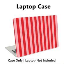 1件式 MacBook 相容保護殼，粉紅與紅色條紋 UV 印刷圖案，筆電保護殼，極簡輕量耐用，相容 MacBook Air Pro 13.3 13.6 14.2 15.3 16.2 吋，適用於 13 吋 Neo 筆電保護殼 A3404 型號/ D14、D16 - 查看 6