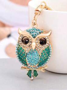 Fashion Creative Owl Keychain Alloy Rhinestone Animal Key Ring Car Bag Pendant Exquisite Gift - Multicolor - View 3