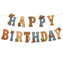 1set Western Cowboy Theme Outdoor Party Decorations, Happy Birthday Banner, Vintage Horse Cowboy Rodeo Party Supplies, Boys Cowboy Hat And Horse Garland, Birthday Party Decorations, Wall Hangings, Room Decor, Birthday Party - Camel - View 3
