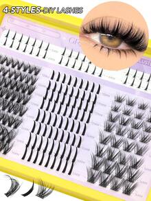 GROINNEYA 4 Styles Mixed Tray Individual Lashes Manga Eyelash Clusters With Bottom Lash Clusters To DIY Voluminous 5D Faux Mink Lashes Fuzzy Lash Tip Single Cluster Eyelashes For Extension,Winged End Eye Elongated,Suitable For Daily And Date,Featival - C - View 10