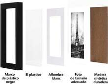 Set of 5 Black 5x7 Photo Frames, Wall or Tabletop Display, Includes Mat for 4x6 Photos - A - Ver 5