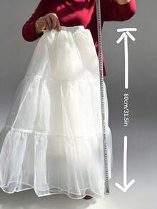 80cm/70cm/60cm/40cm/30cm 新娘內裙 2層/4層 柔軟薄紗聚酯纖維裙 可調腰圍蓬鬆內裙 適用於婚紗、蘿莉塔、Cosplay - 彩色 - 查看 4