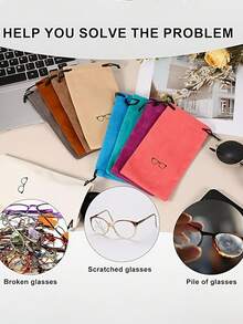 Soft Glasses Storage Bag, Portable Foldable Reusable, Suitable For Home, Car, All Seasons, Unisex Gift - Multicolor - View 1