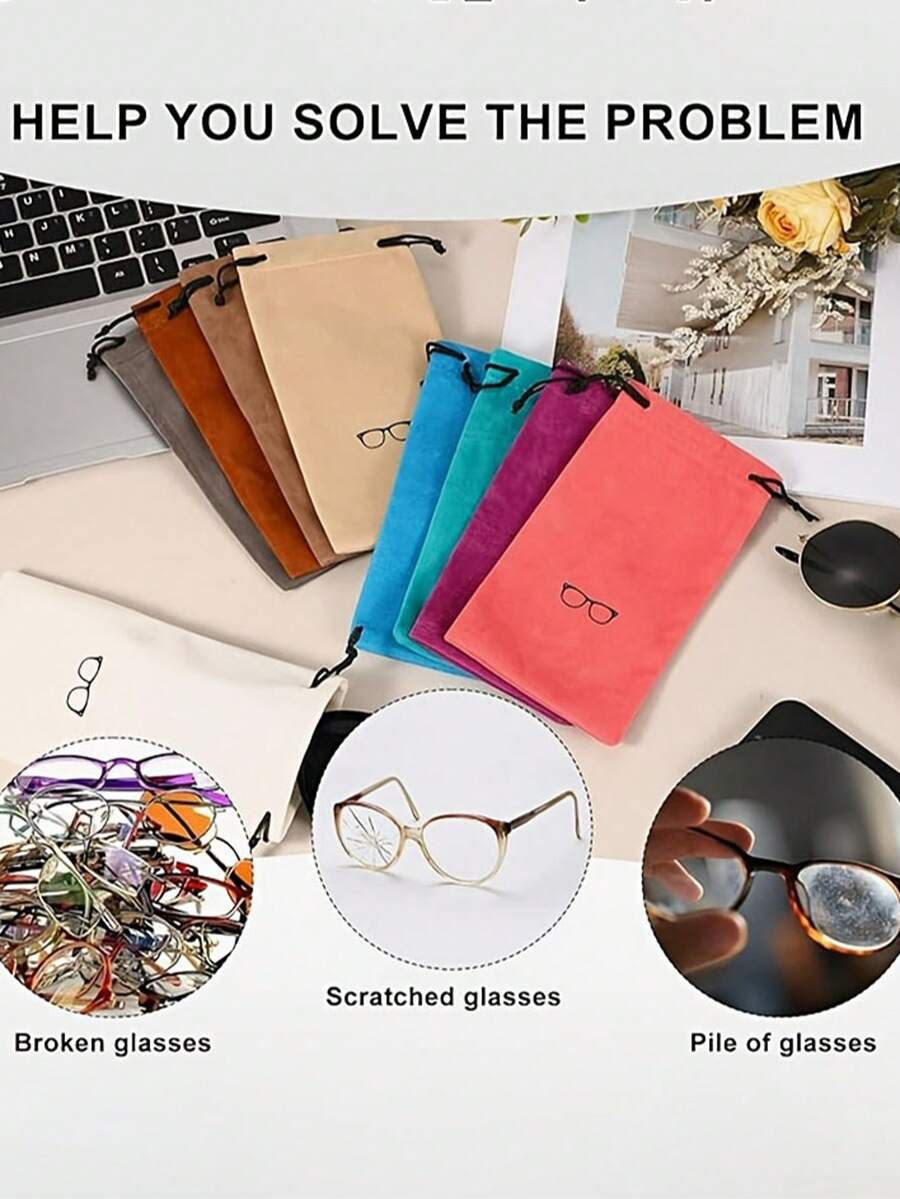 Soft Glasses Storage Bag, Portable Foldable Reusable, Suitable For Home, Car, All Seasons, Unisex Gift - Multicolor - View 1