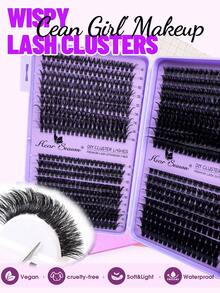 666 Clusters D Curl Faux Mink Eyelashes, DIY Eyelash Extension Book, 8-16mm, 40D+60D+80D+100D Mixed Pack, Natural, Long, Lightweight, Soft And Reusable, Suitable For Daily, Party, Wedding, Travel And Halloween Occasions. Back To School - D - View 4