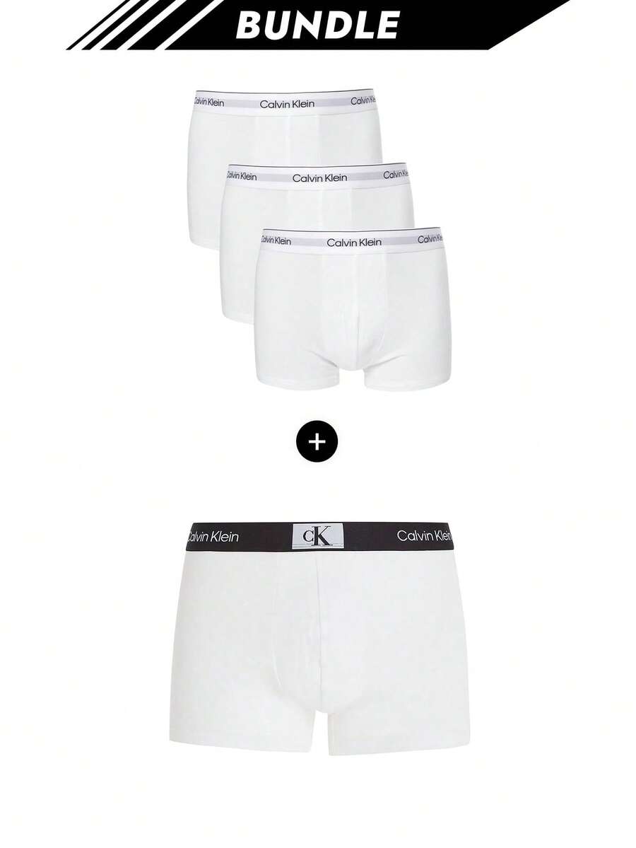 [Bundle] Calvin Klein 1996 3 Confezioni Pantaloni Aro da Uomo + Boxer Micro Stretch da Uomo - Bianco+Bianco - Visualizzare 1