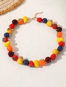 NAIZHU 1/2pcs Fashion Creative Colorful Y2K Dopamine Resin Fruit Necklace Strawberry Apple Necklace Daily Party Accessory - Multicolor - View 18