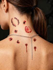 STARTTOOS 2 Peças Adesivos de Tatuagem Realistas com Padrão de Cicatriz para Halloween, Maquiagem de Fantasia, Festa, Presente, Braço, Ombro, Pescoço, Clavícula e Costas - Multicolorido - Visão 2
