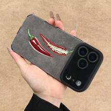 [24h Versand aus Spanien] Handyhülle - Diese stilvolle Handyhülle verfügt über ein modernes rotes Chili-Muster und ist aus hochwertigem Kunstleder gefertigt, geeignet für die gesamte  17-Serie, einschließlich des 17 Air und 17 Pro MAX.Es ist stoßfest und schmutzabweisend. - Bildfarbe 1 Stück - Übersicht 2