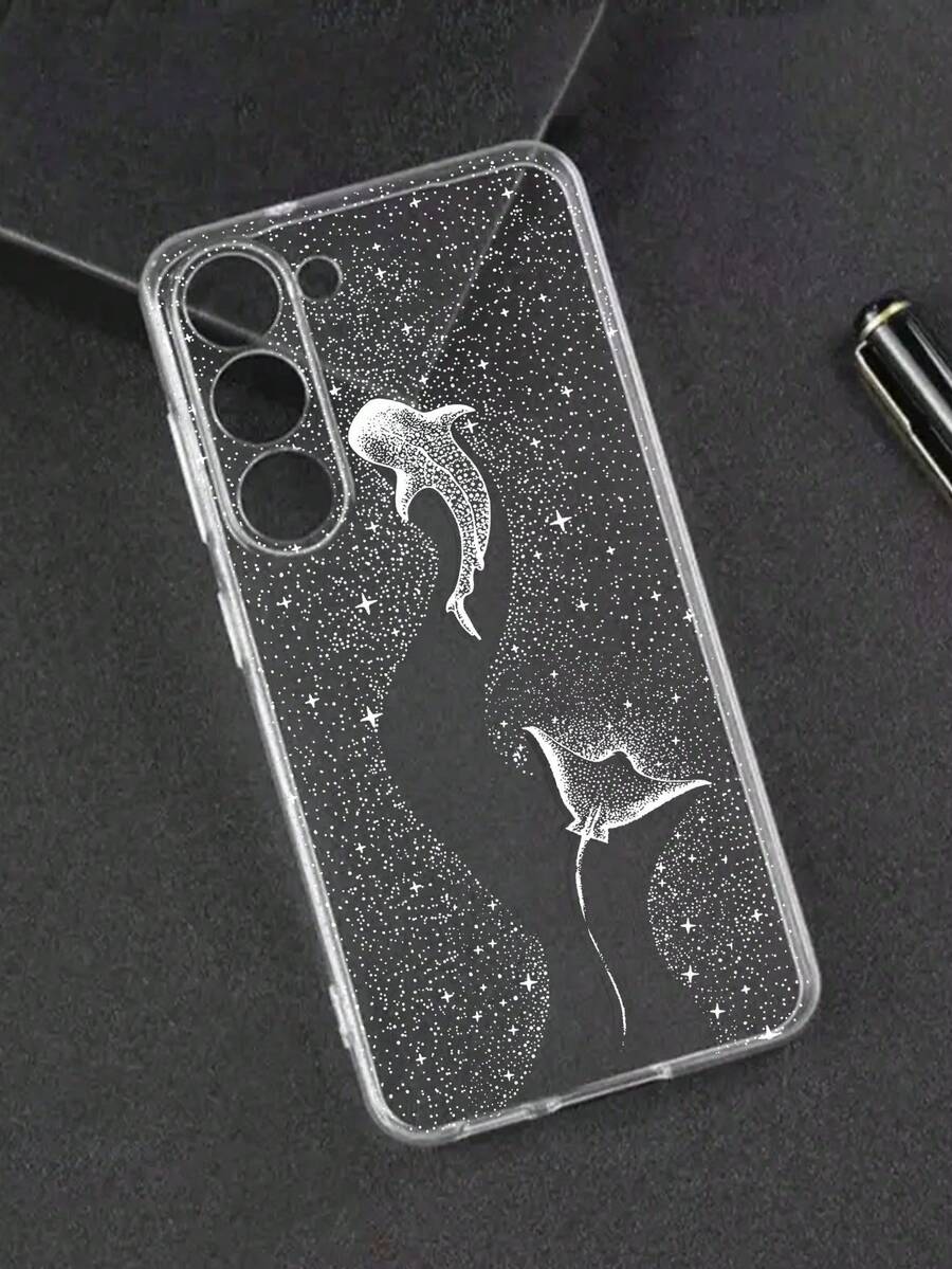 High Transparency Full Screen White Starry Sky Turtle Painted Anti-Fall Transparent Phone Case, Compatible With Iphone Series/ Series, Compatible With Xiaomi/ - Multicolor - View 1