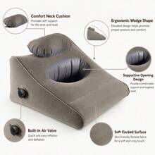 Inflatable Wedge Pillow, Multi-Functional Flocked Support Cushion With Neck Pillow, Portable Back Support And Leg Elevation Rest Pad, Suitable For Bed, Sofa, Travel And Home Relaxation, Adjustable Position Headrest Support Pad, Soft Flocked Comfortable Support - Multicolor - View 7