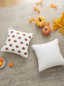 Homemorelove 1/2pcs PV Velvet Small Pumpkin Embroidered Pillow Case, Autumn Decoration, Thanksgiving, Halloween Atmosphere Home Decor Throw Pillow, Suitable For Living Room, Bedroom, Sofa, Pillow Insert Not Included - Bleached Rabbit Fur Dark Brown - View 4