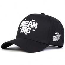 1pc Men's DREAM BIG Trucker Hat, Personalized Letter Embroidery Baseball Cap, Street Fashion 5-Panel Hat, Outdoor Sun Protection Casual Cap For Spring/Autumn Travel, Beach Vacation - Multicolor - View 5
