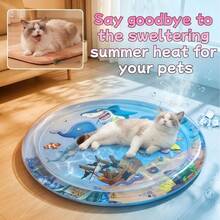 1 pièce Lit d'eau gonflable épais, grand et rond, en forme de requin durable, convient aux chats et aux chiens; Jouet de tapis d'eau exclusif pour animaux de compagnie; Jouet de jeu pour chat - Multicolore - Voir 1
