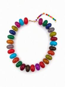 1pc Bohemian Fashion Casual Dopamine Beaded Necklace, Suitable For Daily, Vacation, Travel, Casual Wear, Fashionable Jewelry Gift For Family And Friends - Resin Necklace - View 33