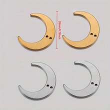 5Pcs Stainless Steel Double Hole Moon Pendant Suitable For DIY Handmade Tassel Earrings And Jewelry Charms - Pendants - View 2
