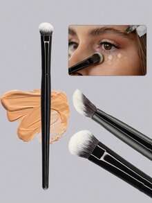 1pc Cat Paw Shaped Angled Makeup Brush, Brightening Concealer, Hides Dark Circles And Imperfections, Can Blend Concealer And Cream Products, Creates Flawless Coverage, - Black - View 1