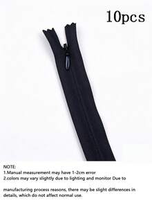 10件 6英吋-24英吋 (15cm-60cm) 隱形尼龍捲線拉鍊 縫製拉鍊 適用於裁縫手工 裙子 枕頭 靠墊 包袋 衣物修補 縫紉配件 平滑隱藏式拉鍊替換 混長 DIY縫紉用品 - Black - 查看 16