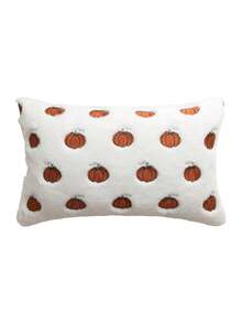 Homemorelove 1/2pcs PV Velvet Small Pumpkin Embroidered Pillow Case, Autumn Decoration, Thanksgiving, Halloween Atmosphere Home Decor Throw Pillow, Suitable For Living Room, Bedroom, Sofa, Pillow Insert Not Included - Bleached Rabbit Fur Dark Brown - View 10