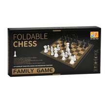 Vintage Luxury Black & Gold Checkerboard Chess Set, Foldable & Portable Storage Board Game, Includes Chess Pieces, Suitable For Adults, Family Leisure, Educational Strategy Game, Easy To Store - Black - View 6