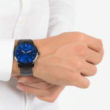 Fossil FS5693 All Black Steel Blue Dial Men Watch 44mm Minimal 3 Hand 50M Waterproof Daily Quartz Gift Wristwatch - one-size - View 3