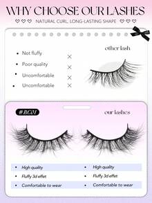 GROINNEYA 7 Pairs Thick Eyelashes Doll Eye Lashes Volume 5D False Lashes Fluffy Soft Faux Mink Eyelashes Criss Cross Natural Makeup Strip Lashes,Tail Elongated Eyelashes,Reusable Lash,For Date And Travel Essential,Party,Perfect For Everyday Wear - Black - View 6