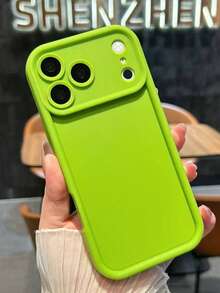Luxury Solid Color Bring A Short Rope Phone Case Compatible With IPhone 17 Pro Max 16 15 14 13 12 Pro Max Minimalist Fashion Easy Protective Back Cover - Green - View 2