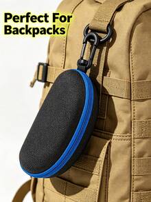 Portable Anti-Pressure Zipper Glasses Case With Carabiner Clip, Textured Hard Shell Eyewear Storage, Unisex, Minimalist Design, Suitable For Hanging On Backpack, Car Accessory, Travel Essential, Vacation Must-Have Fashion Glasses Storage Box - Multicolor - View 2