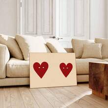 1pc Canvas Poster, Two Red Hearts With Googly Eyes, Funny And Quirky, Expressing Love And Humor, Wall Art Canvas Painting - A - View 4